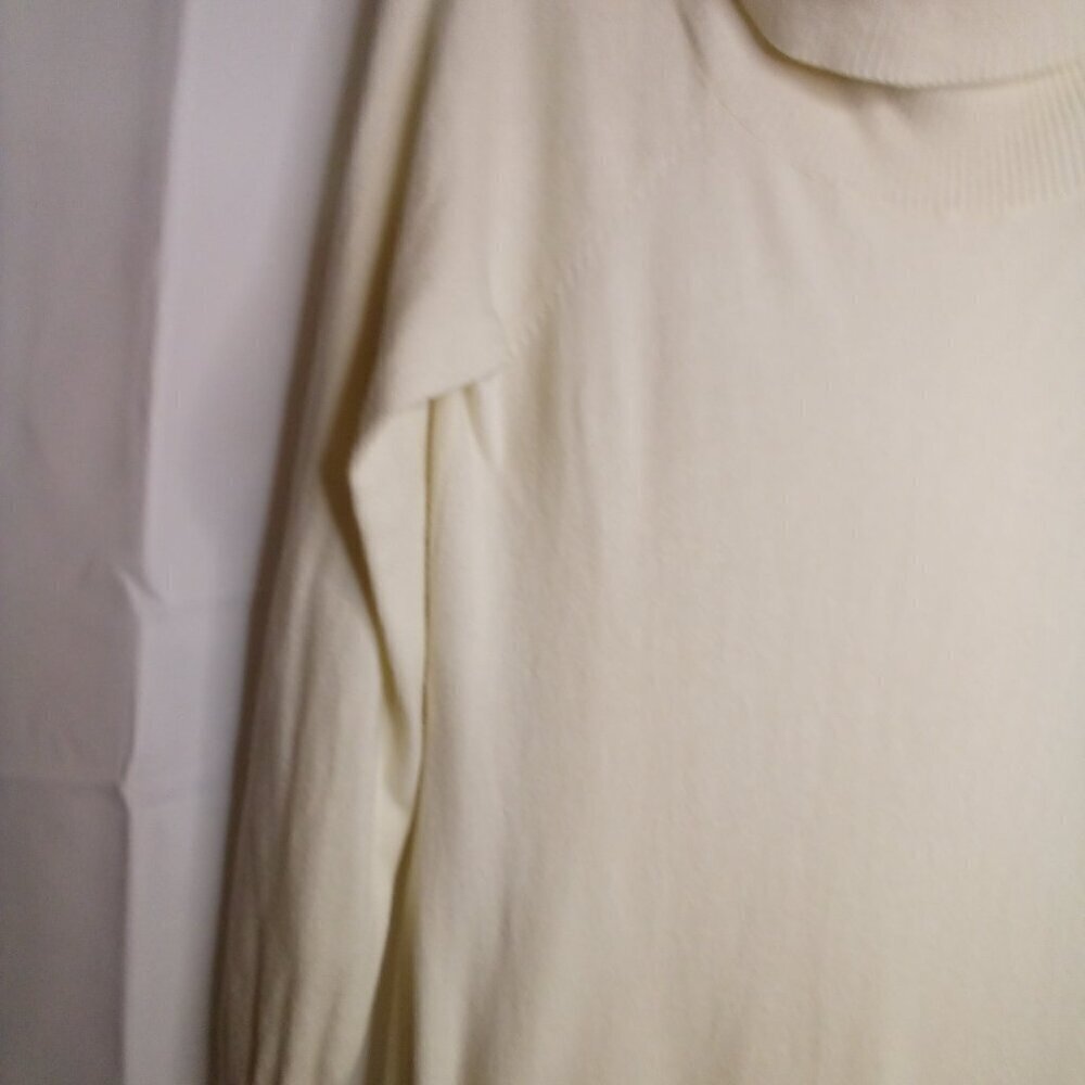 Guess Sweater Tunic Women L Long Sleeve Cowl Neck Zip Sides Off White - Picture 5 of 16